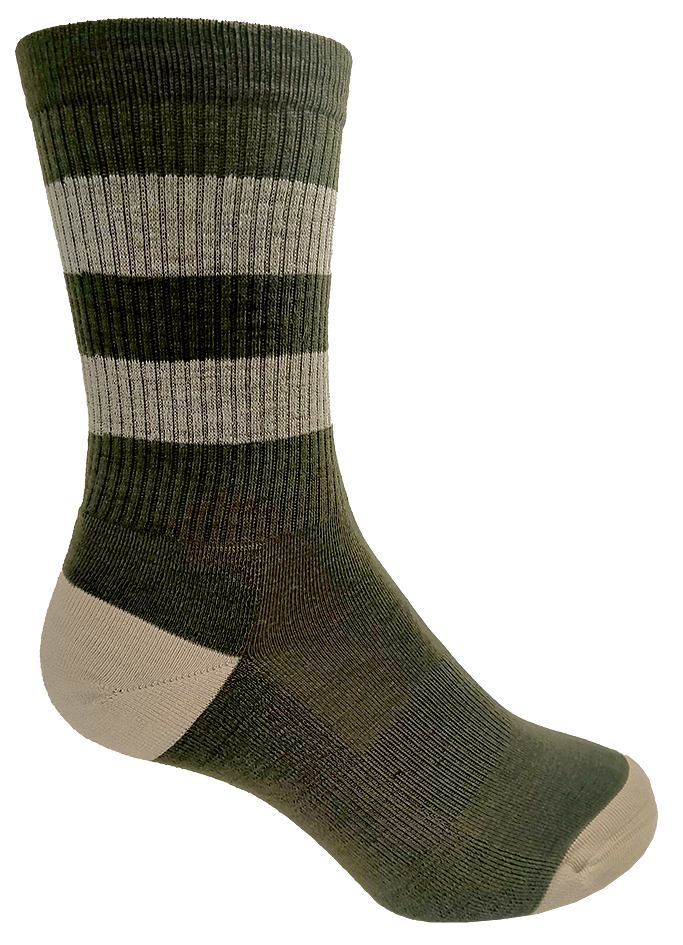 Designer Textiles Merino Retro Boot Sock Stripe Forest Night/Linen