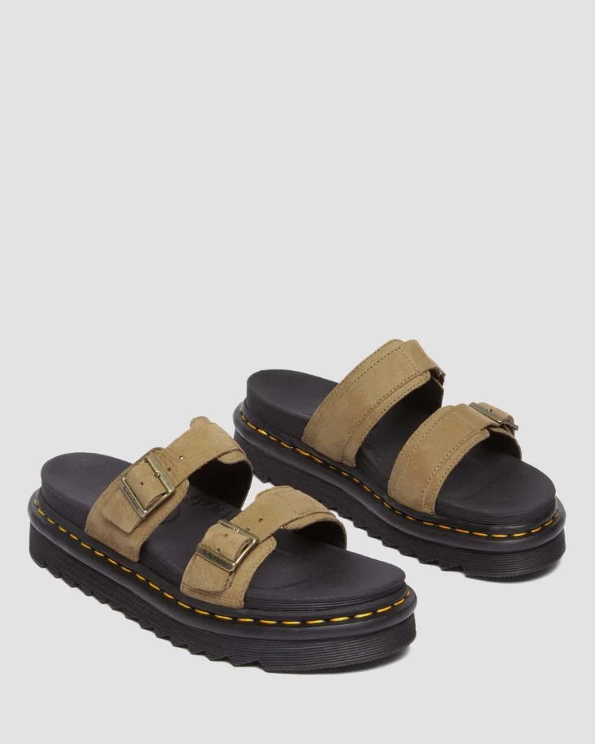 Dr Martens Myles Slide Sandal Savannah Tan Tumbled Nubuck – issimo ...