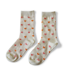 Kathryn Wilson Heart Socks Cream/Pink Orange Heart