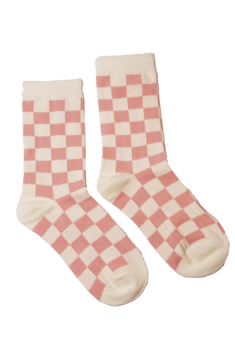 Kathryn Wilson Check Socks Cream/Pink Check