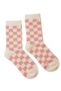 Kathryn Wilson Check Socks Cream/Pink Check