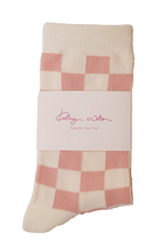 Kathryn Wilson Check Socks Cream/Pink Check