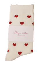 Kathryn Wilson Heart Socks Cream/Red Hearts