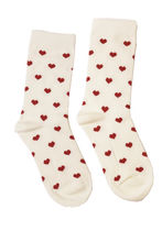 Kathryn Wilson Heart Socks Cream/Red Hearts