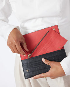 Saben Joe Wallet Black Croc & Geranium