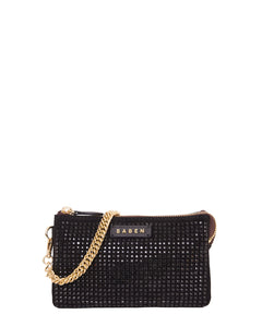 Saben Lily Mini Bag Black Crystal & Gold Curb Chain