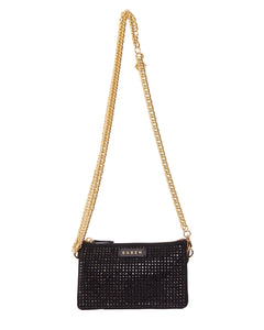 Saben Lily Mini Bag Black Crystal & Gold Curb Chain