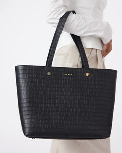 Saben Tilbury Shoulder Bag Black Croc & Geranium