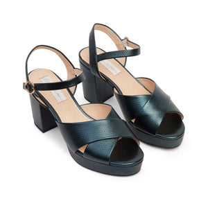 Kathryn Wilson Stephanie Heel Petrol Metallic Calf