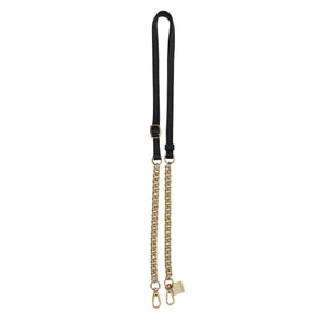 Saben Feature Strap Chain Gold Curb & Black Leather