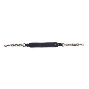 Saben Feature Shoulder Strap Chain Silver Chunky & Black Leather